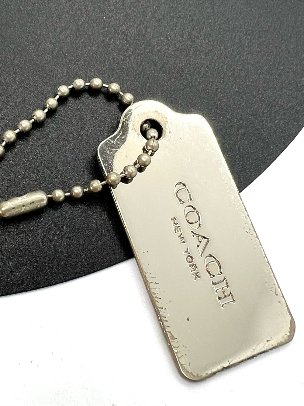 Coach Silver Tone Metal New York Hangtag Replacement Bag Charm Ball Chain